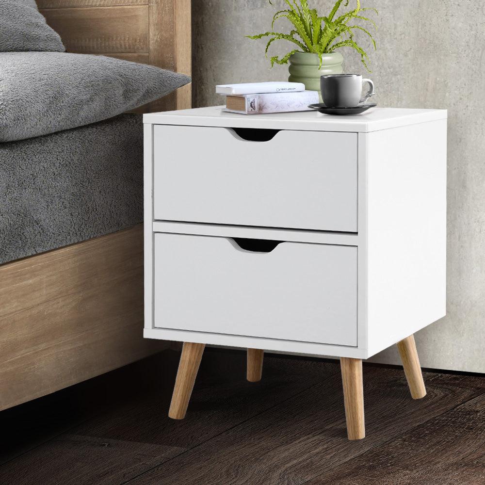 Buy Artiss Bedside Table 2 Drawers - BODEN White discounted | Products On Sale Australia