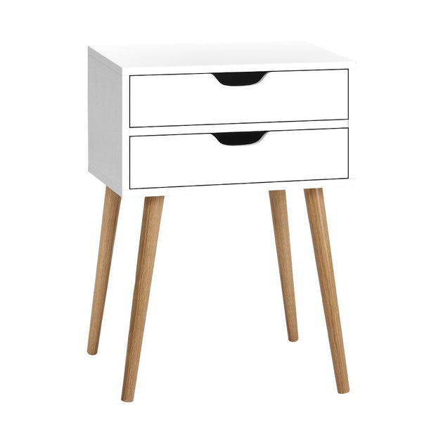 Artiss Bedside Table 2 Drawers - BODIE White Products On Sale Australia | Furniture > Bedroom Category