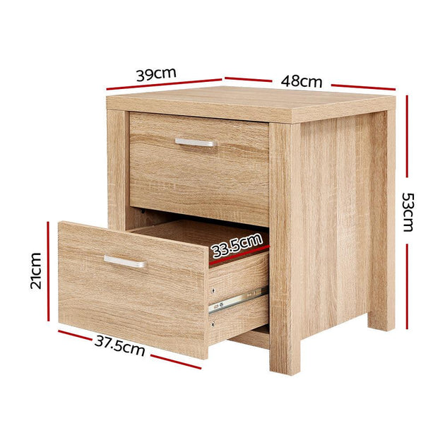 Artiss Bedside Table 2 Drawers - MAXI Pine Products On Sale Australia | Furniture > Bedroom Category