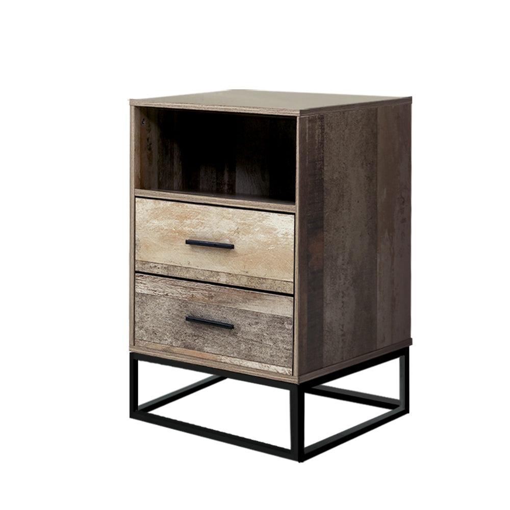 Buy Artiss Bedside Table 2 Drawers with Shelf - BADAN discounted | Products On Sale Australia