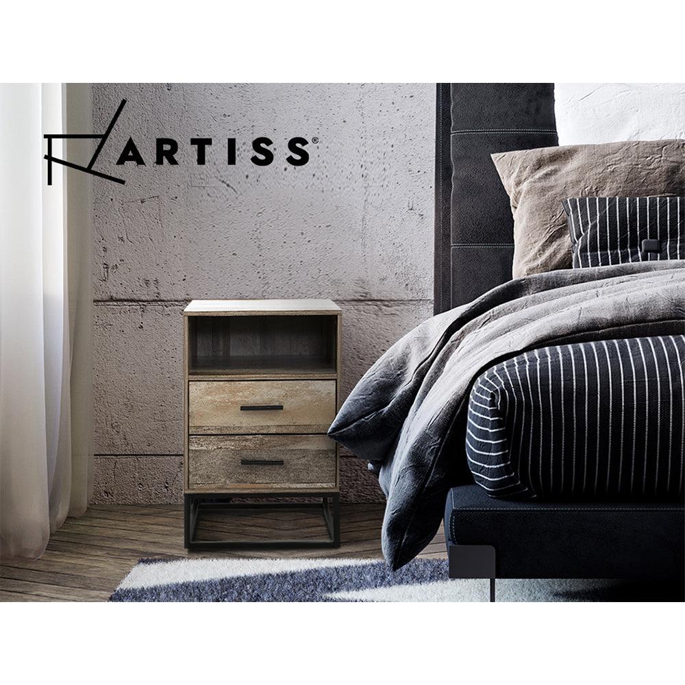 Buy Artiss Bedside Table 2 Drawers with Shelf - BADAN discounted | Products On Sale Australia