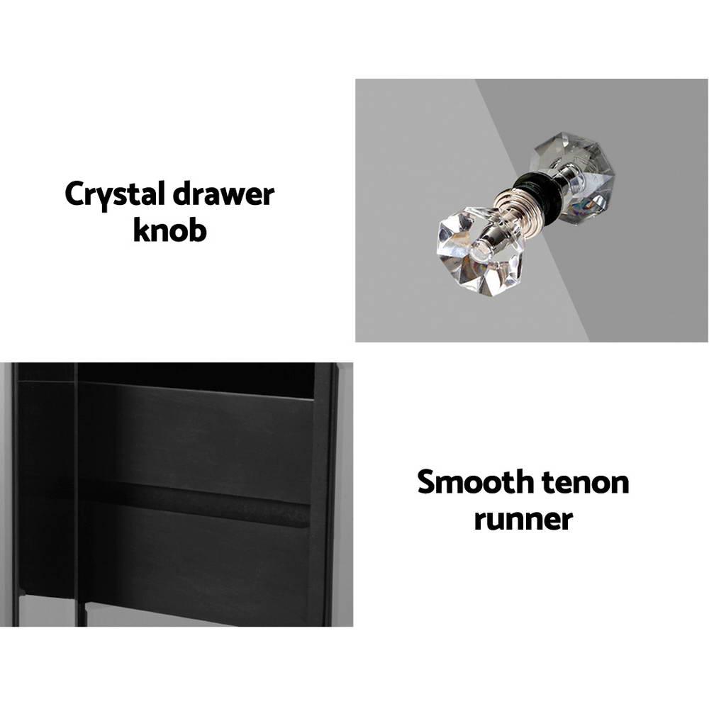 Buy Artiss Bedside Table 3 Drawers Mirrored Glass - QUENN Grey discounted | Products On Sale Australia