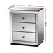 Buy Artiss Bedside Table 3 Drawers Mirrored - PRESIA Grey discounted | Products On Sale Australia