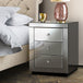 Buy Artiss Bedside Table 3 Drawers Mirrored - PRESIA Grey discounted | Products On Sale Australia