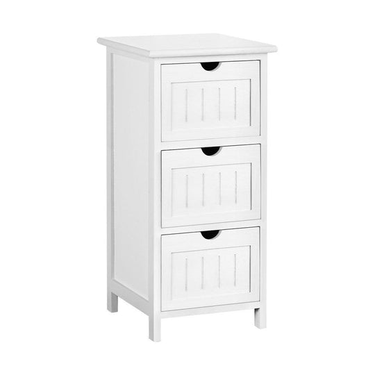 Buy Artiss Bedside Table Bathroom Storage Cabinet 3 Drawers White discounted | Products On Sale Australia