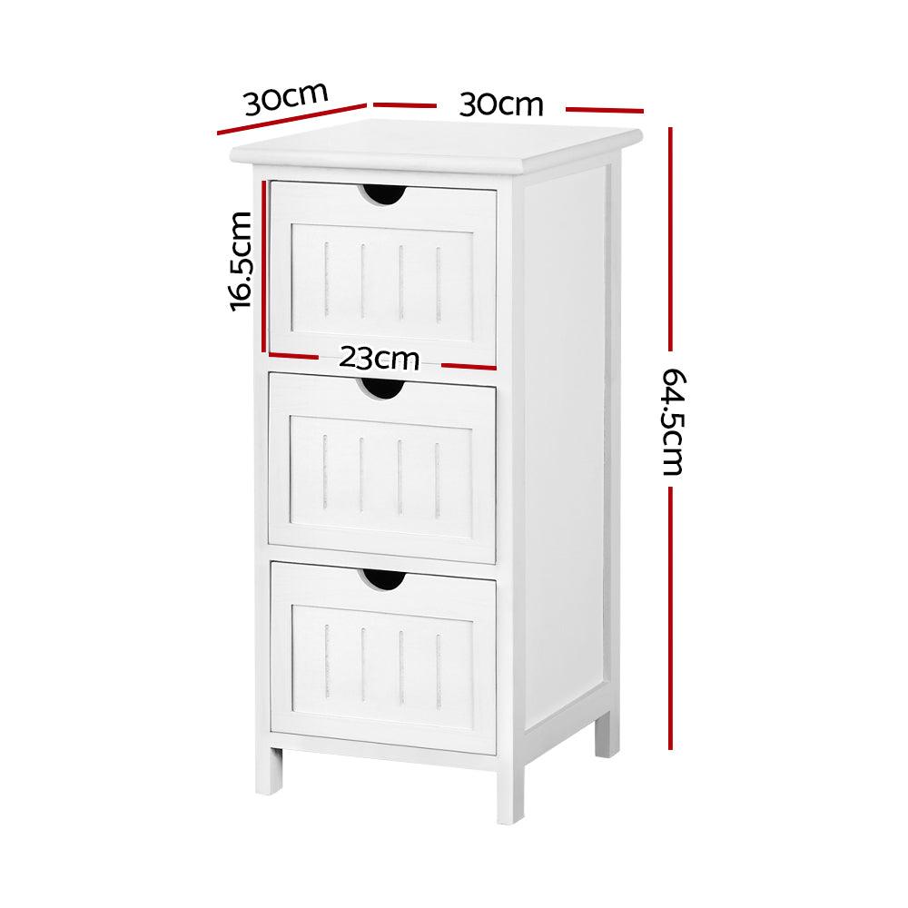 Buy Artiss Bedside Table Bathroom Storage Cabinet 3 Drawers White discounted | Products On Sale Australia