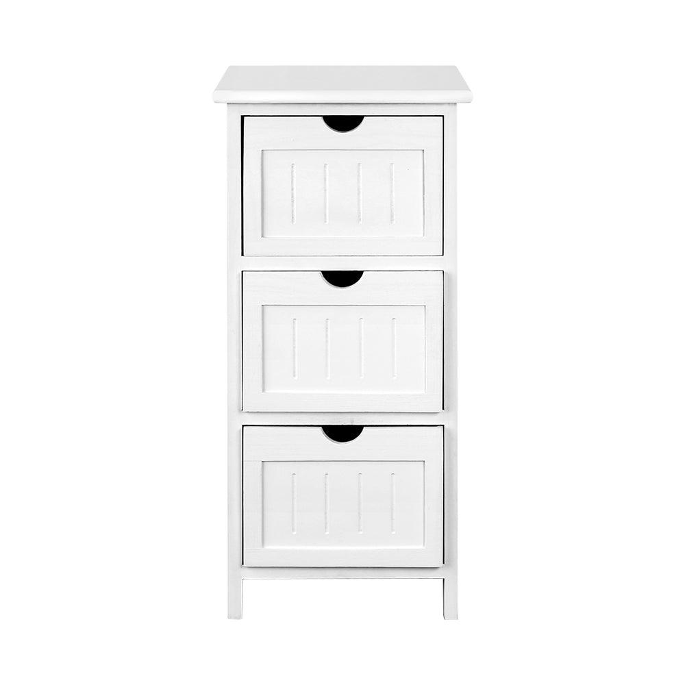 Buy Artiss Bedside Table Bathroom Storage Cabinet 3 Drawers White discounted | Products On Sale Australia