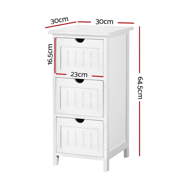 Artiss Bedside Table Bathroom Storage Cabinet 3 Drawers White Products On Sale Australia | Furniture > Bedroom Category