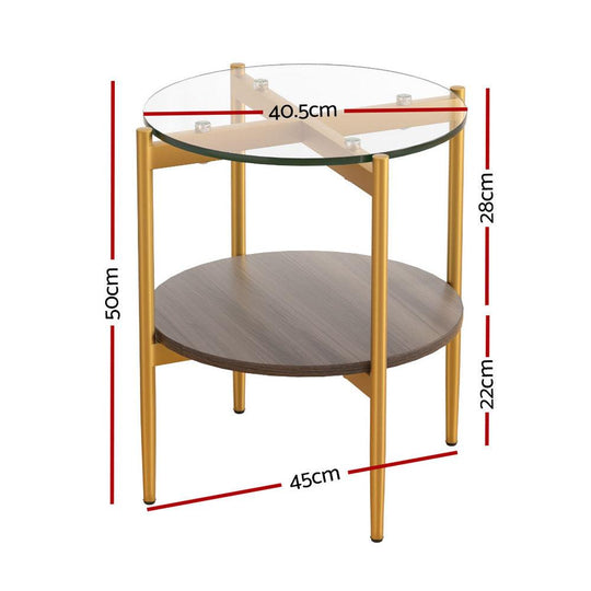 Buy Artiss Coffee Table 45CM Round Tempered Glass Carol discounted | Products On Sale Australia