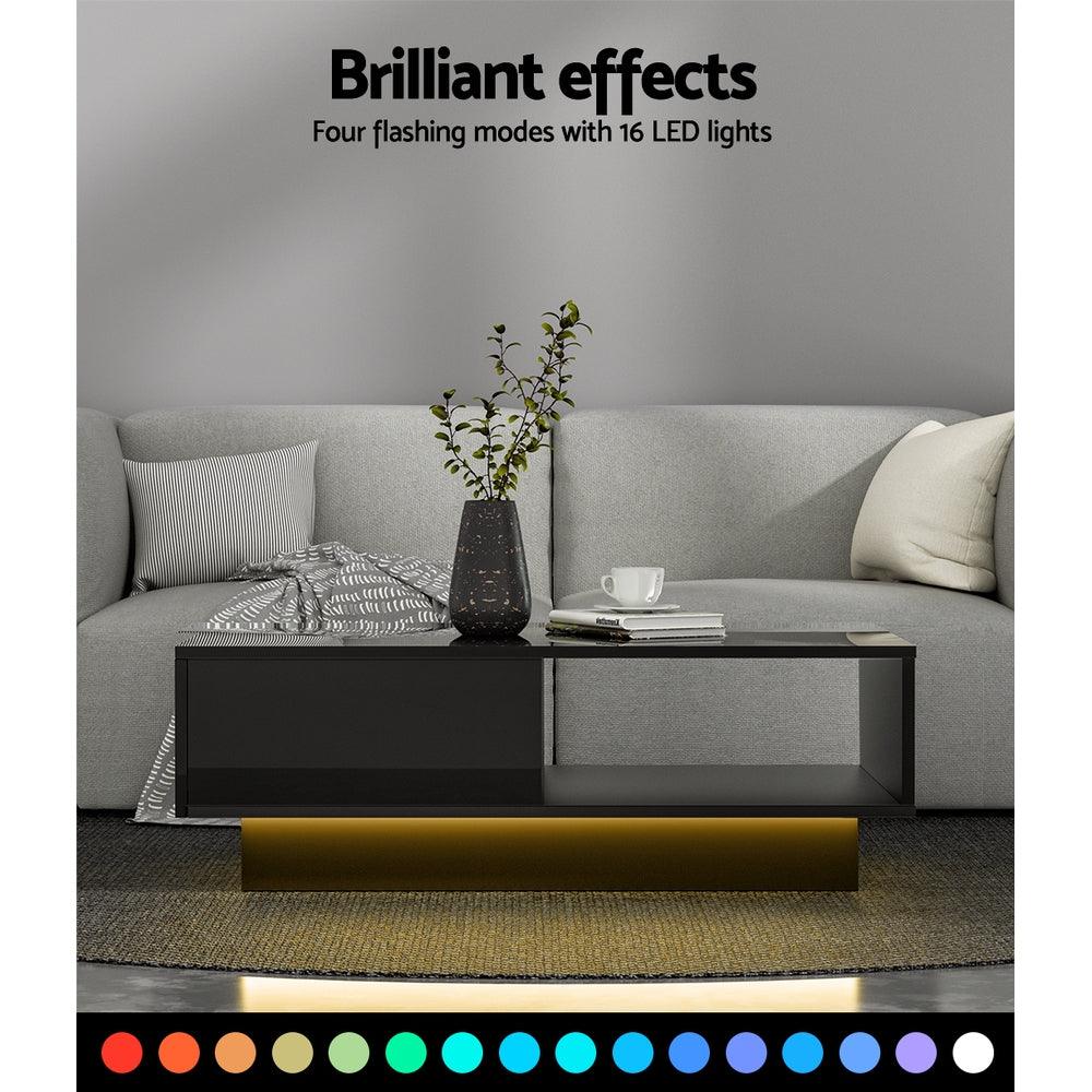 Buy Artiss Coffee Table Led Lights Black discounted | Products On Sale Australia