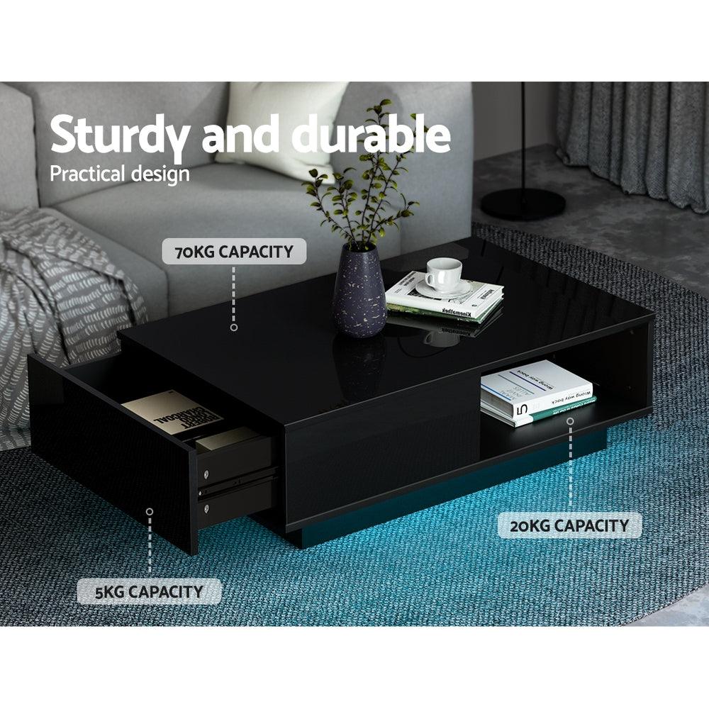 Buy Artiss Coffee Table Led Lights Black discounted | Products On Sale Australia