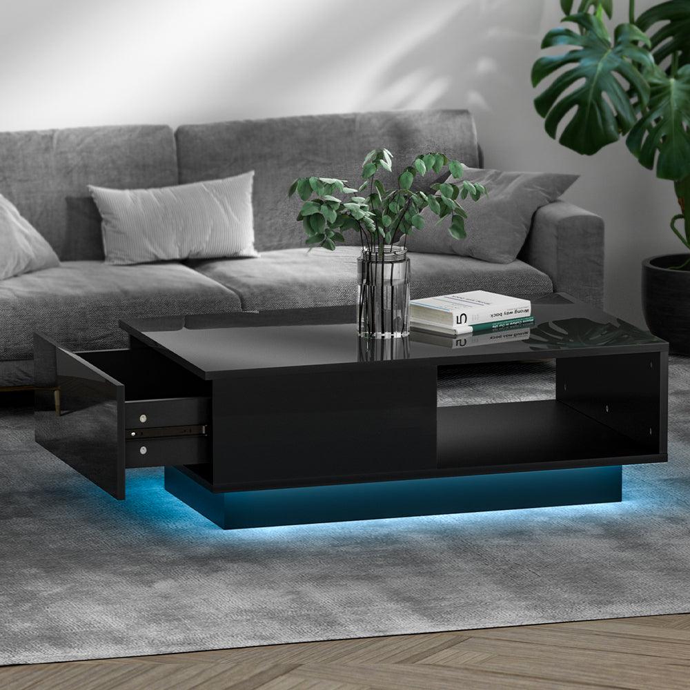 Buy Artiss Coffee Table Led Lights Black discounted | Products On Sale Australia