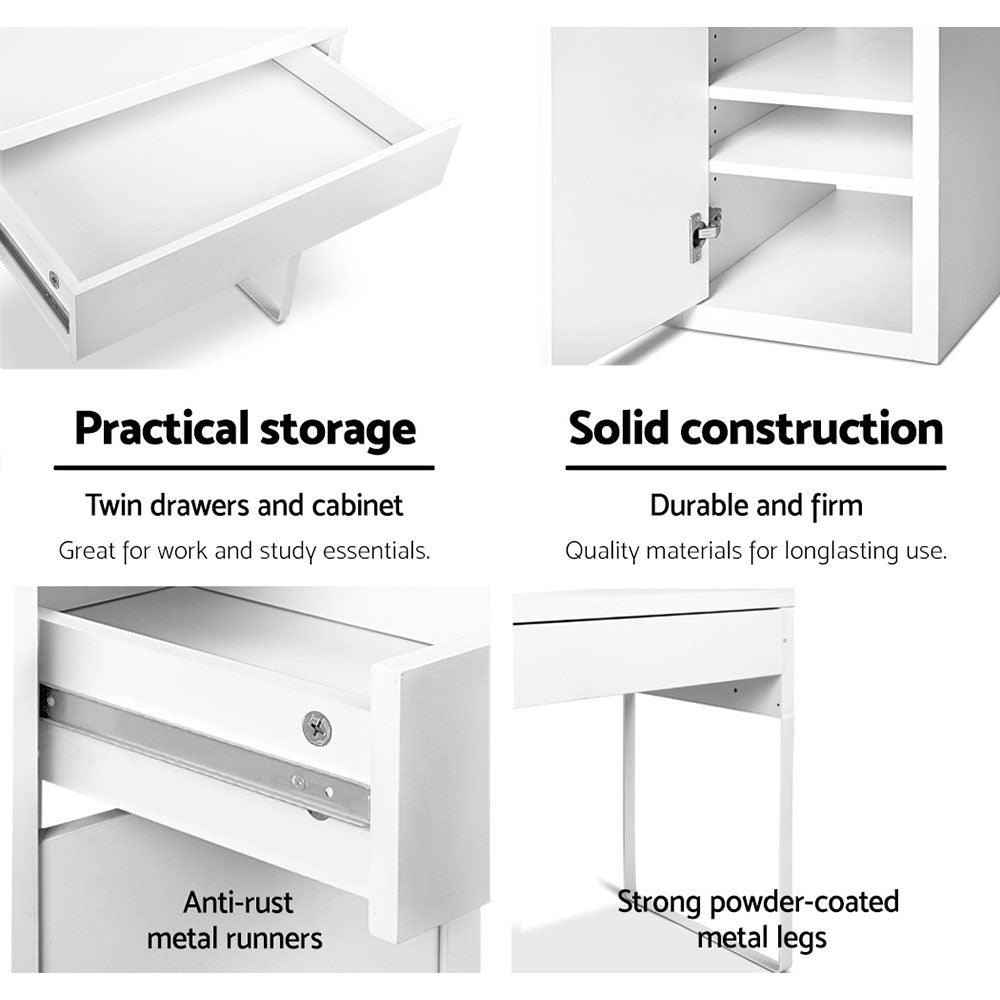 Buy Artiss Computer Desk Drawer Cabinet White discounted | Products On Sale Australia