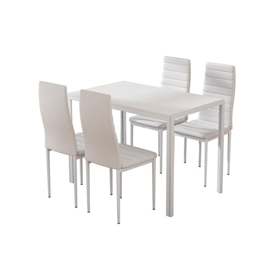 Buy Artiss Dining Chairs and Table Dining Set 4 Chair Set Of 5 White discounted | Products On Sale Australia