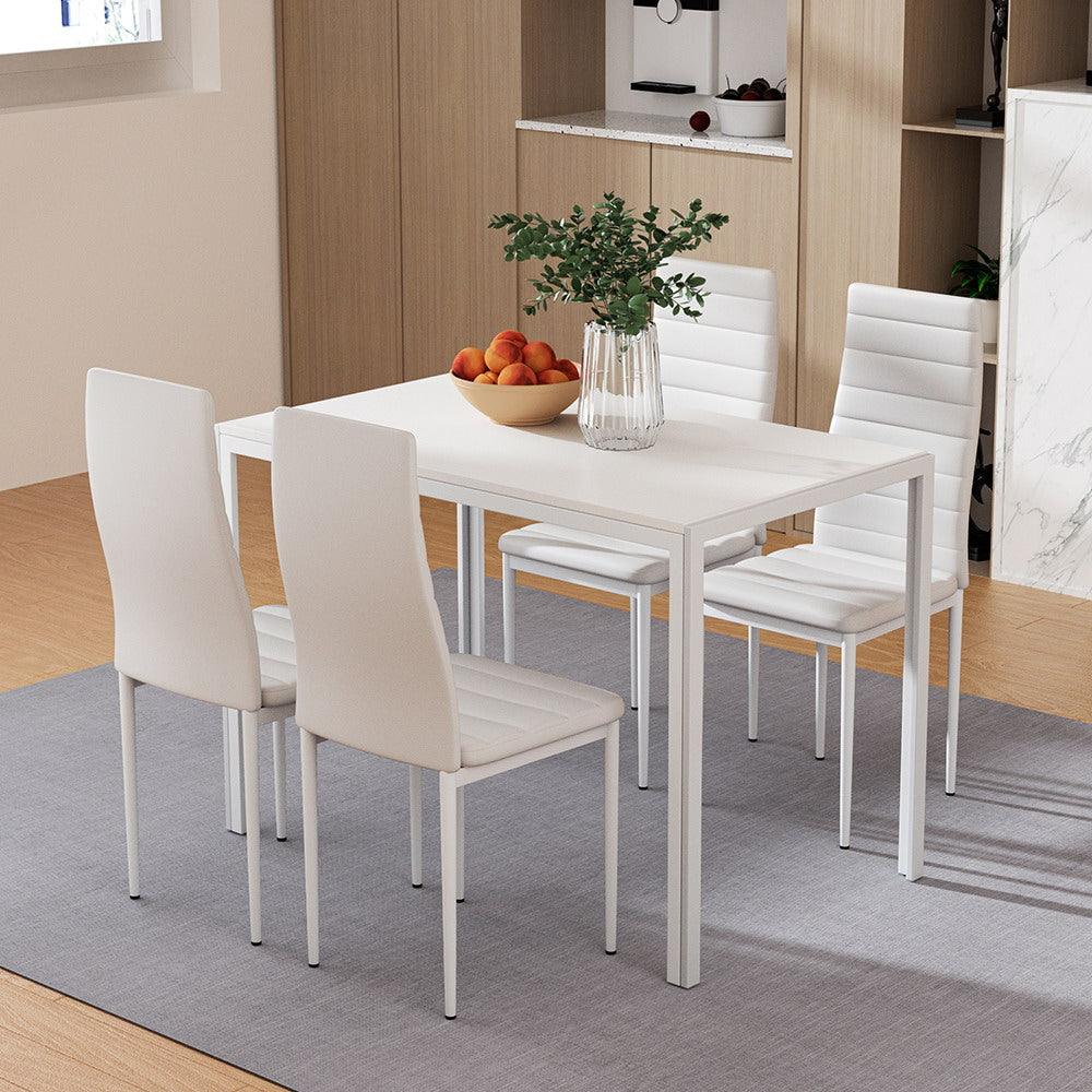 Buy Artiss Dining Chairs and Table Dining Set 4 Chair Set Of 5 White discounted | Products On Sale Australia