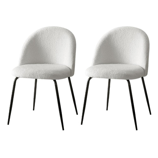 Buy Artiss Dining Chairs Set of 2 Sherpa Boucle White discounted | Products On Sale Australia