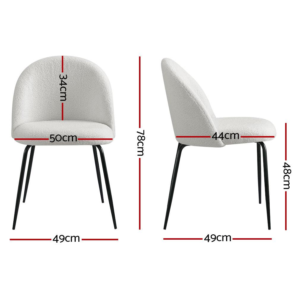 Buy Artiss Dining Chairs Set of 2 Sherpa Boucle White discounted | Products On Sale Australia