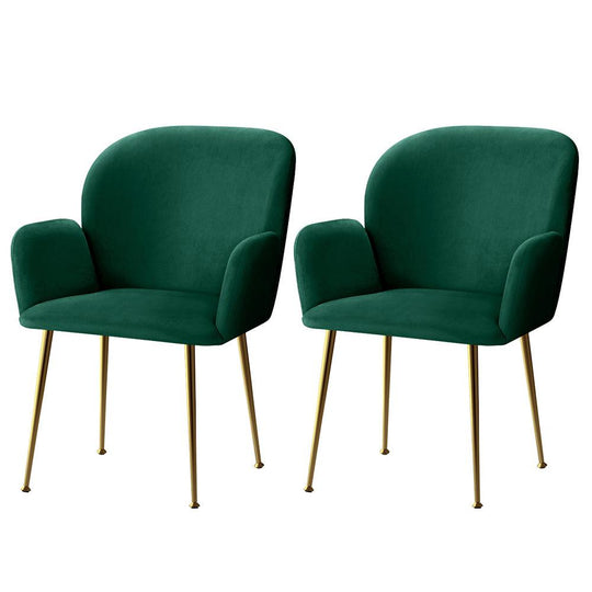 Buy Artiss Dining Chairs Set of 2 Velvet Armchair Green discounted | Products On Sale Australia