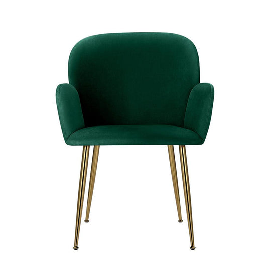 Buy Artiss Dining Chairs Set of 2 Velvet Armchair Green discounted | Products On Sale Australia