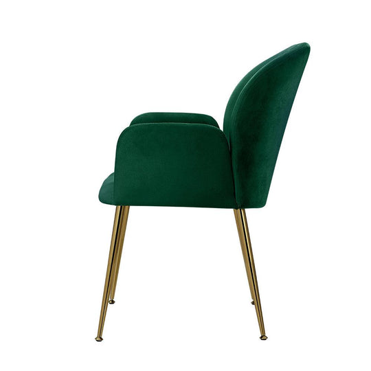 Buy Artiss Dining Chairs Set of 2 Velvet Armchair Green discounted | Products On Sale Australia