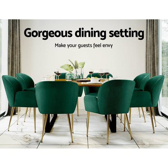 Buy Artiss Dining Chairs Set of 2 Velvet Armchair Green discounted | Products On Sale Australia