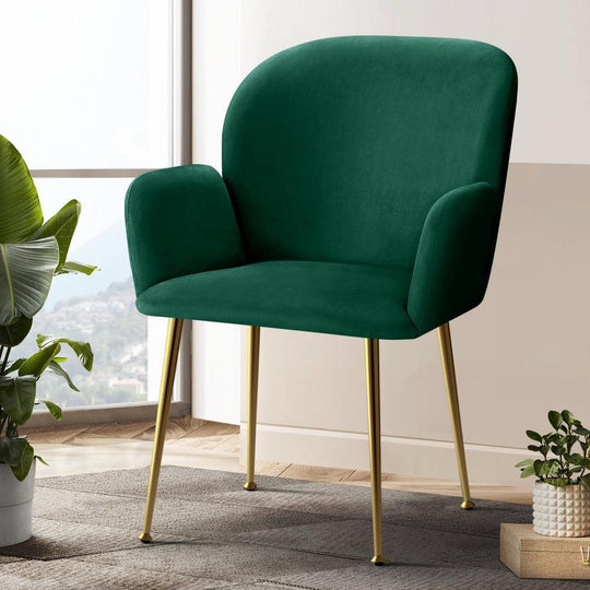 Buy Artiss Dining Chairs Set of 2 Velvet Armchair Green discounted | Products On Sale Australia