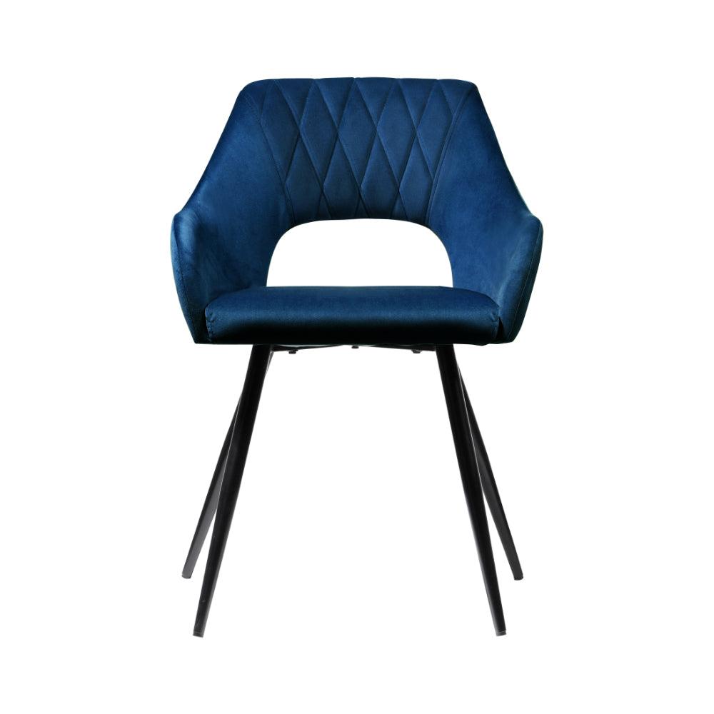 Buy Artiss Dining Chairs Set of 2 Velvet Hollow Armchair Blue discounted | Products On Sale Australia