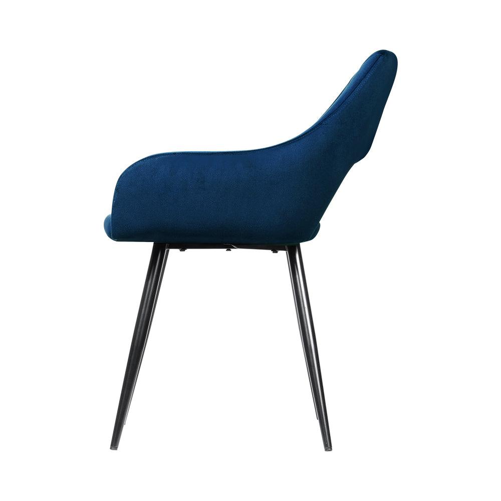 Buy Artiss Dining Chairs Set of 2 Velvet Hollow Armchair Blue discounted | Products On Sale Australia