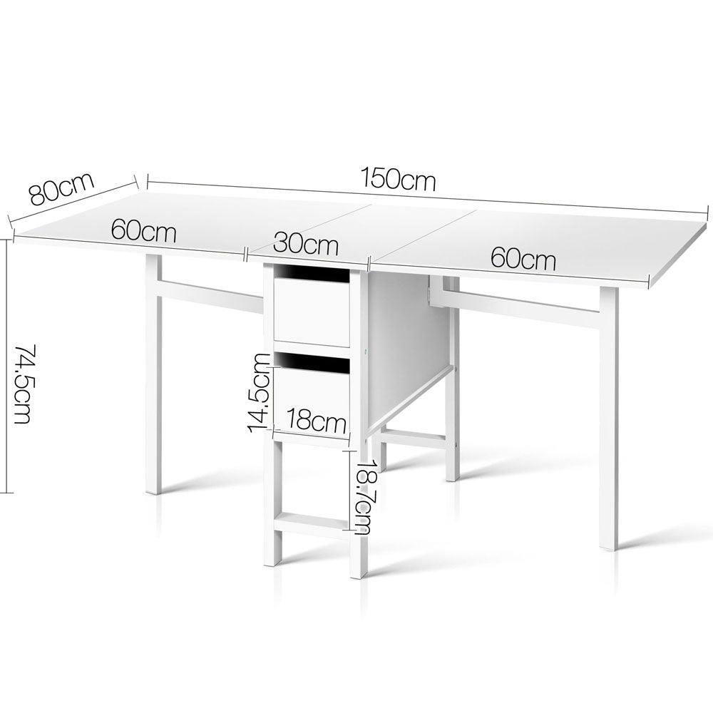 Buy Artiss Dining Table Rectangular Extendable White discounted | Products On Sale Australia