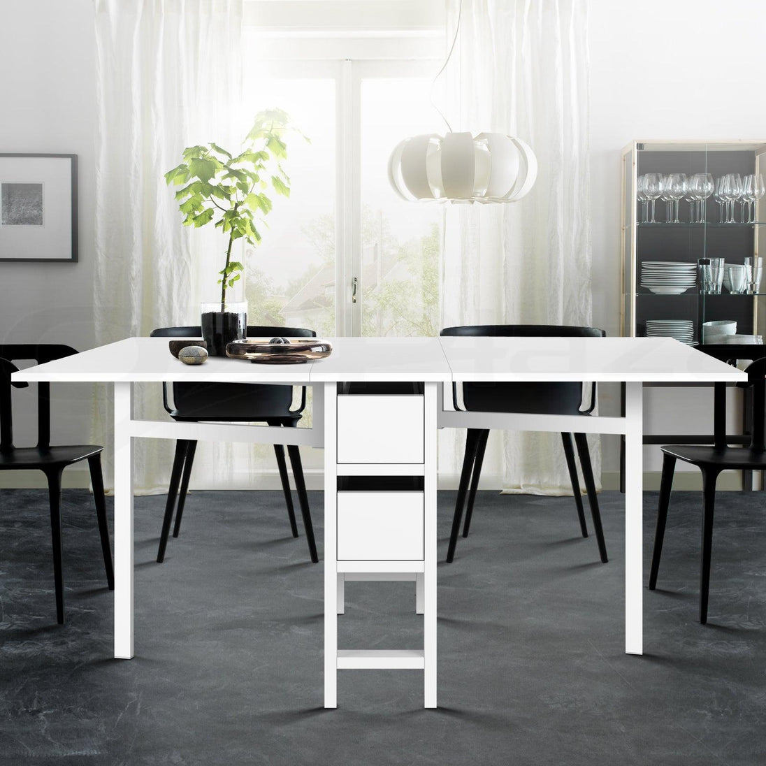 Buy Artiss Dining Table Rectangular Extendable White discounted | Products On Sale Australia