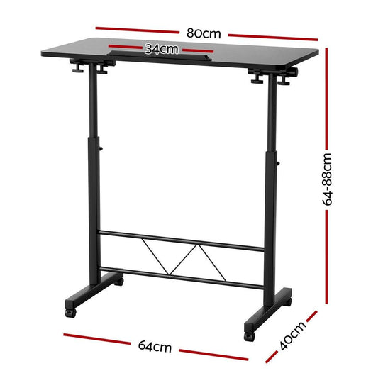 Buy Artiss Laptop Desk Table Height Adjustable Wooden Bed Side Tables 80CM Black discounted | Products On Sale Australia