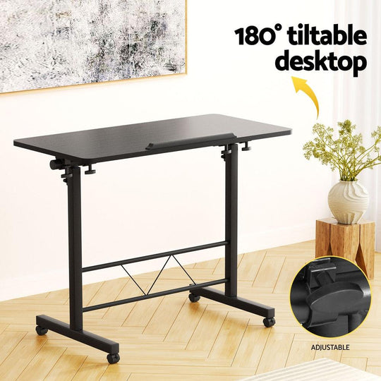 Buy Artiss Laptop Desk Table Height Adjustable Wooden Bed Side Tables 80CM Black discounted | Products On Sale Australia