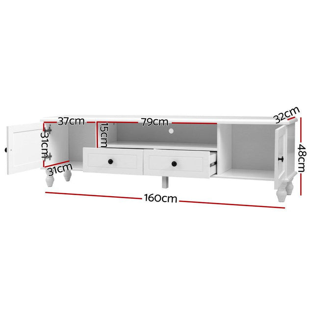 Buy Artiss TV Cabinet Entertainment Unit 160cm White Kubi discounted | Products On Sale Australia