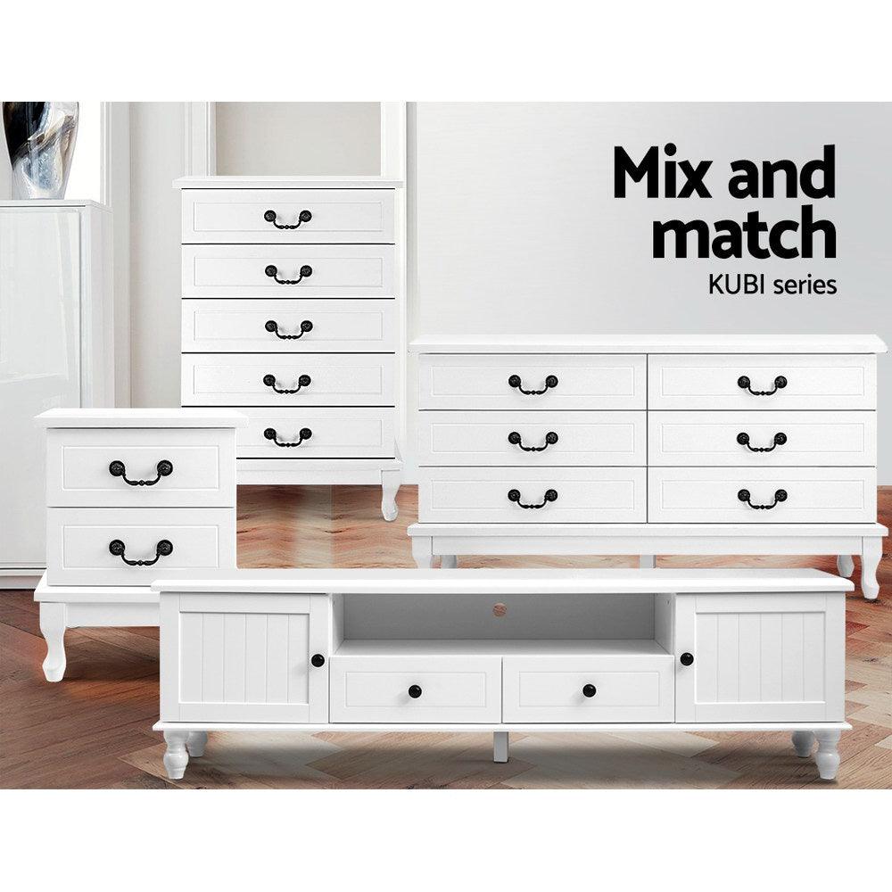 Buy Artiss TV Cabinet Entertainment Unit 160cm White Kubi discounted | Products On Sale Australia