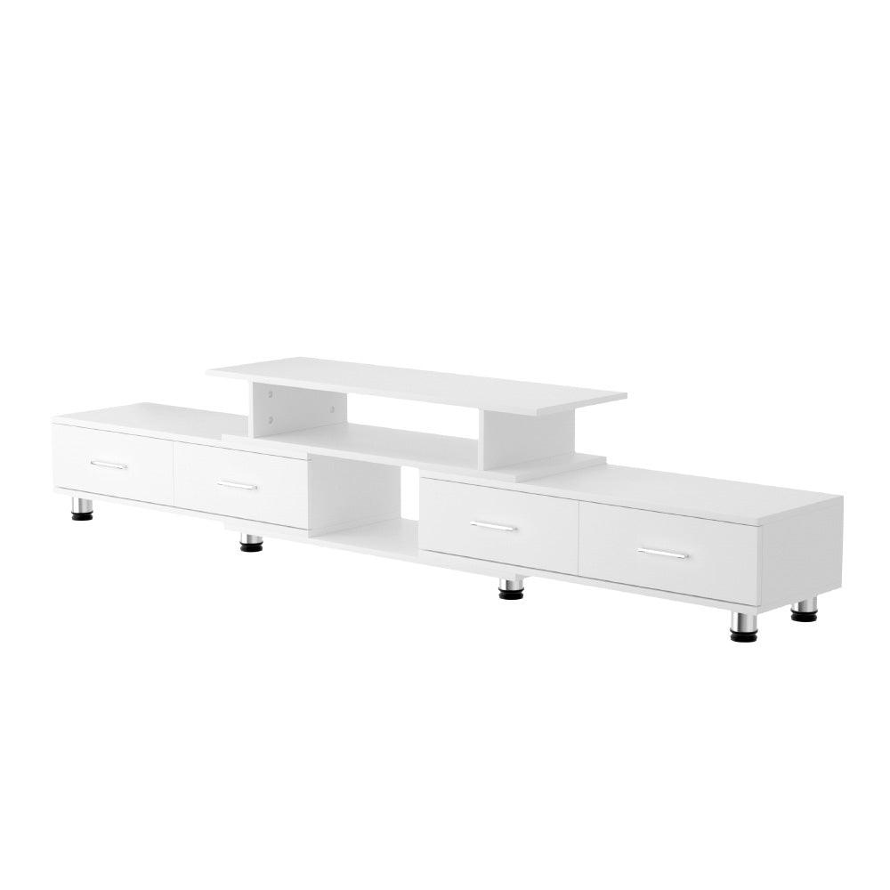 Buy Artiss TV Cabinet Entertainment Unit Stand Wooden 160CM To 220CM Lowline Storage Drawers White discounted | Products On Sale Australia