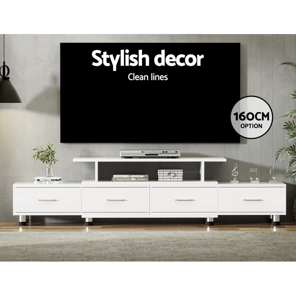 Buy Artiss TV Cabinet Entertainment Unit Stand Wooden 160CM To 220CM Lowline Storage Drawers White discounted | Products On Sale Australia