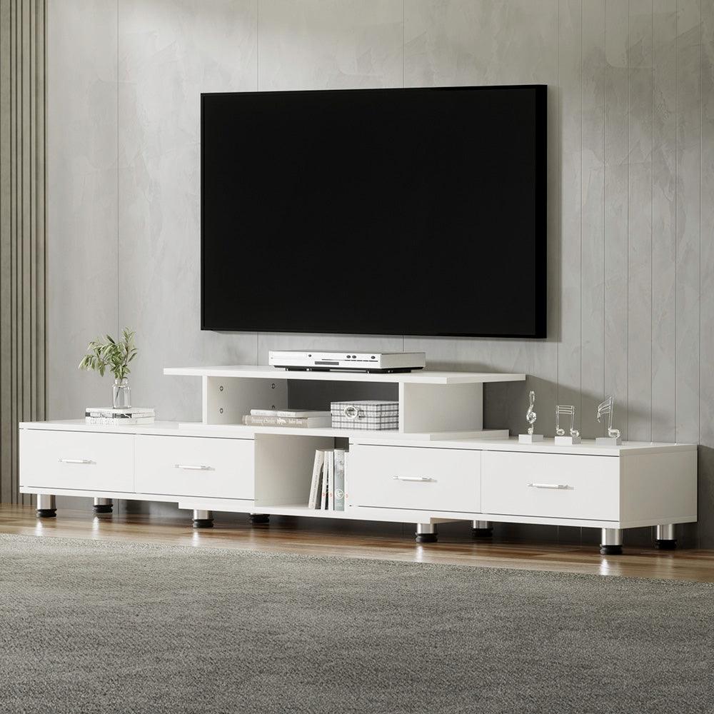 Buy Artiss TV Cabinet Entertainment Unit Stand Wooden 160CM To 220CM Lowline Storage Drawers White discounted | Products On Sale Australia