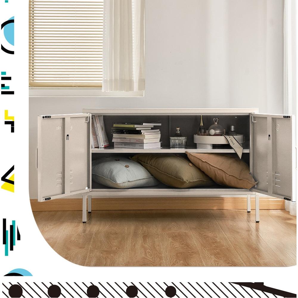 Buy ArtissIn Buffet Sideboard Metal Cabinet - BASE White discounted | Products On Sale Australia