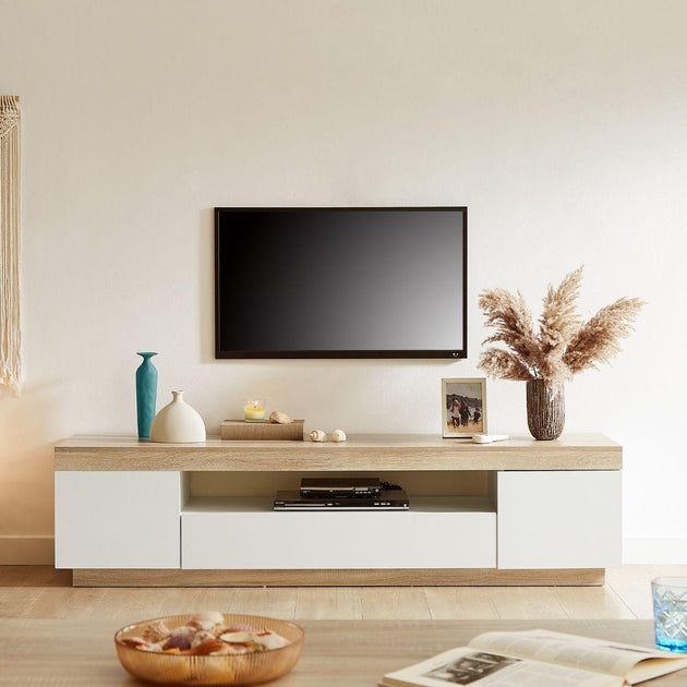 Buy Ashley Coastal White Wooden TV Cabinet Entertainment UniT discounted | Products On Sale Australia