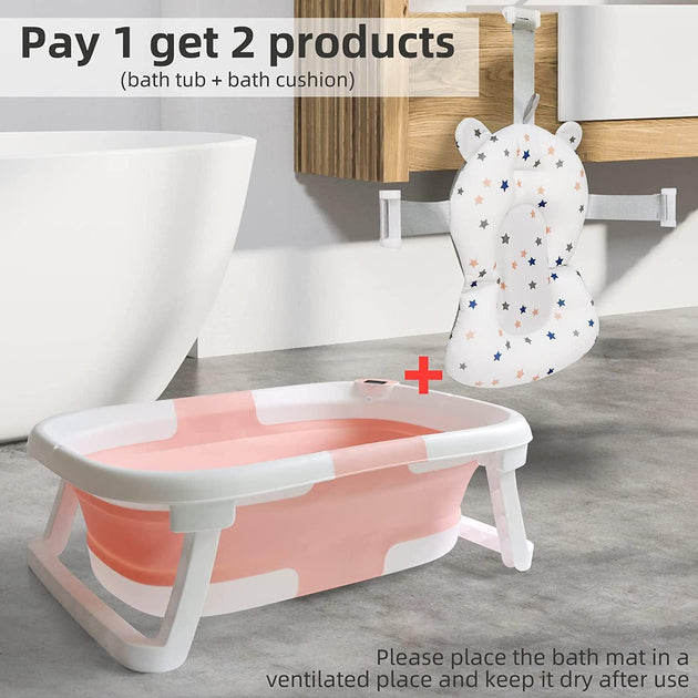 Buy Baby Bath Tub Foldable, Pink White discounted | Products On Sale Australia