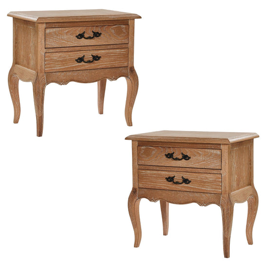 Buy Bali 2pc Set Bedside 2 Drawers Tables Storage Cabinet Shelf Side End Table Oak discounted | Products On Sale Australia