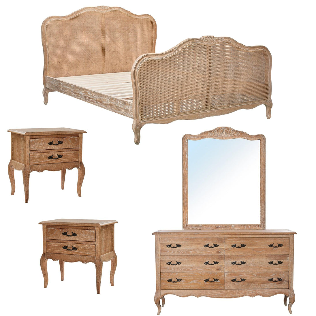 Buy Bali 5pc King Bed Suite Bedside Dresser Bedroom Rattan Furniture Package Oak discounted | Products On Sale Australia