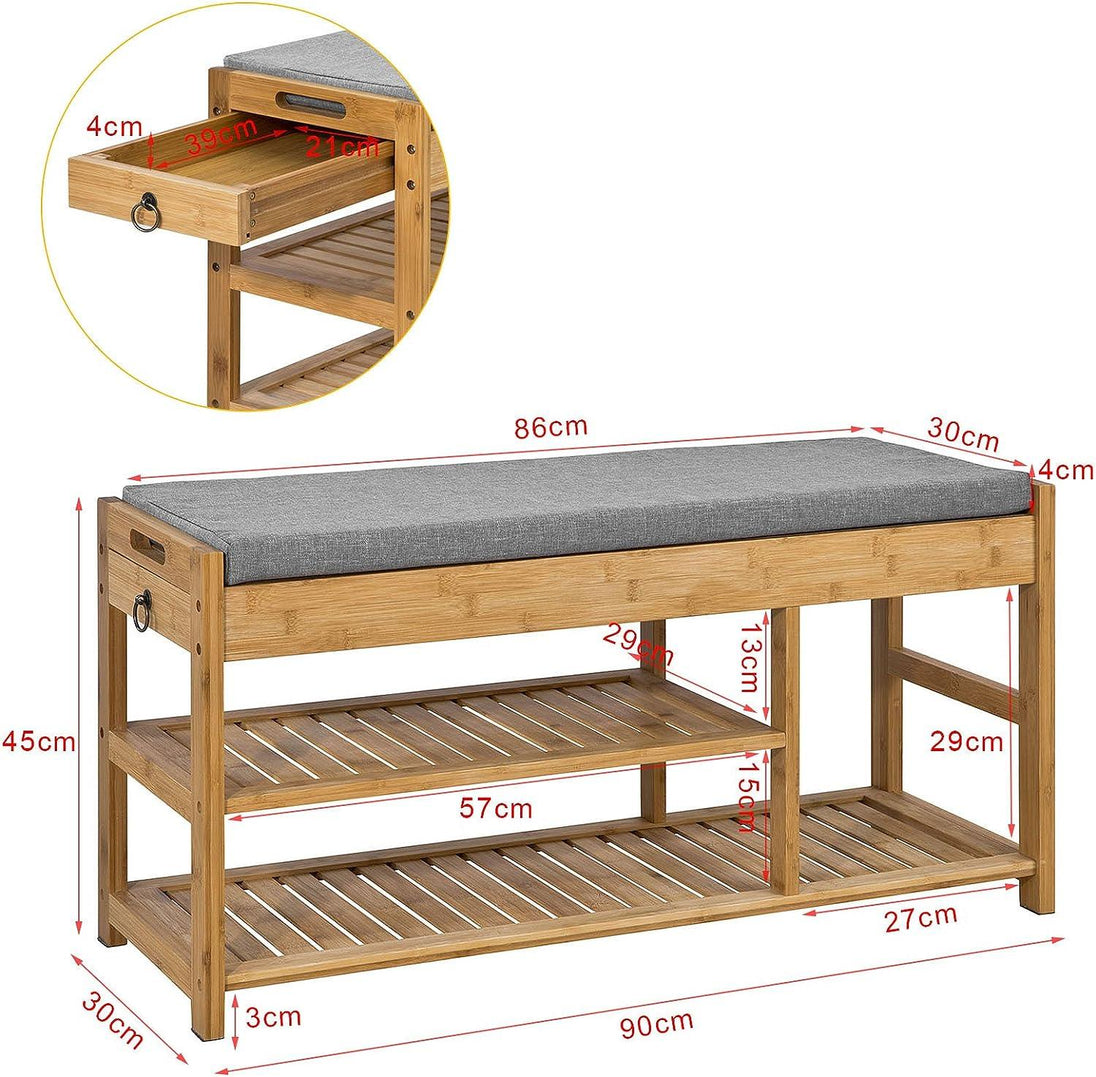 Buy Bamboo Shoe Bench Drawers Lift Top discounted | Products On Sale Australia