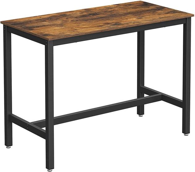 Buy Bar Table with Solid Metal Frame and Wood Look, 120 x 60 x 90 cm discounted | Products On Sale Australia