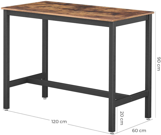 Buy Bar Table with Solid Metal Frame and Wood Look, 120 x 60 x 90 cm discounted | Products On Sale Australia