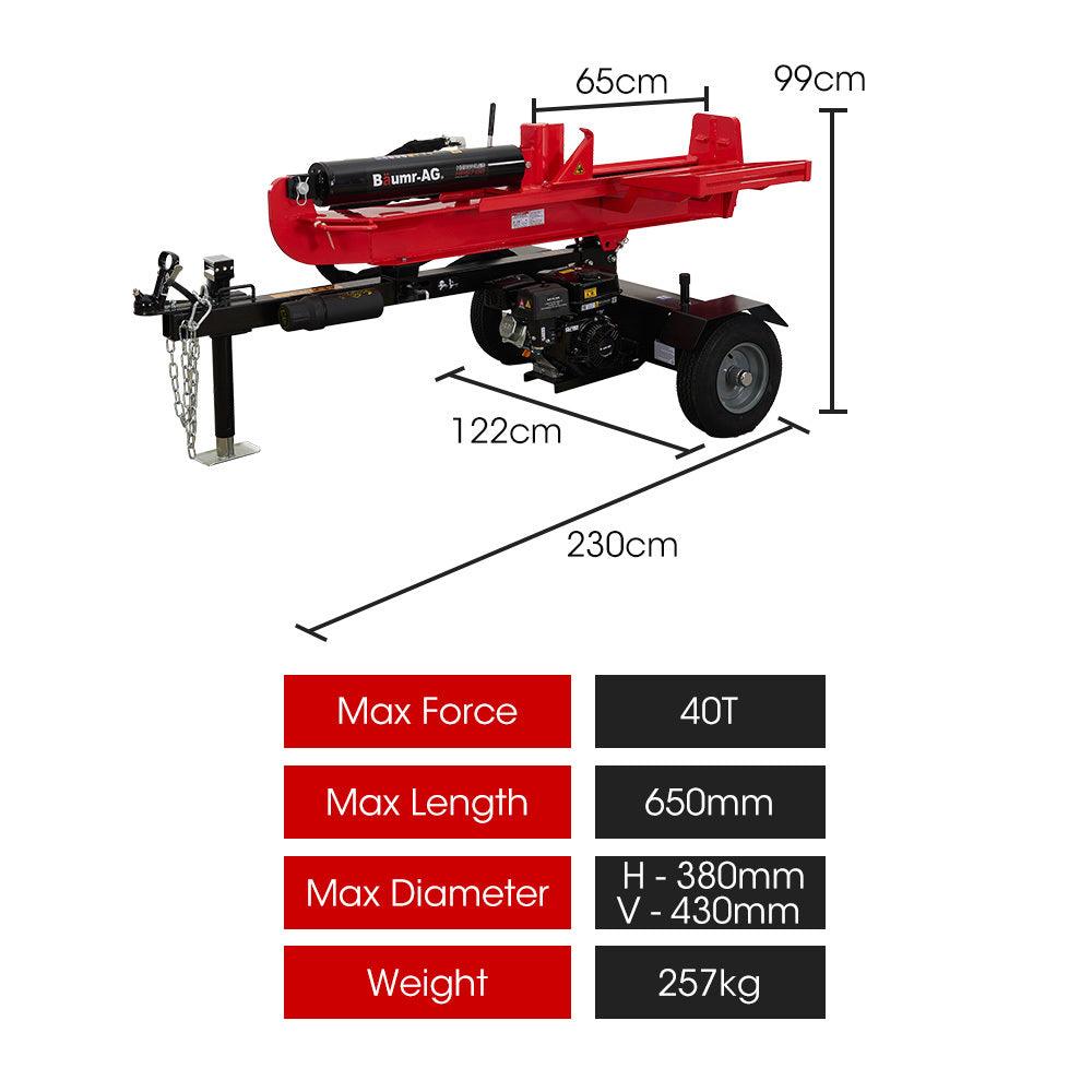 Buy Baumr-AG 40 Tonne Petrol Hydraulic Horizontal and Vertical Towed Wood Log Splitter - HPS700 discounted | Products On Sale Australia