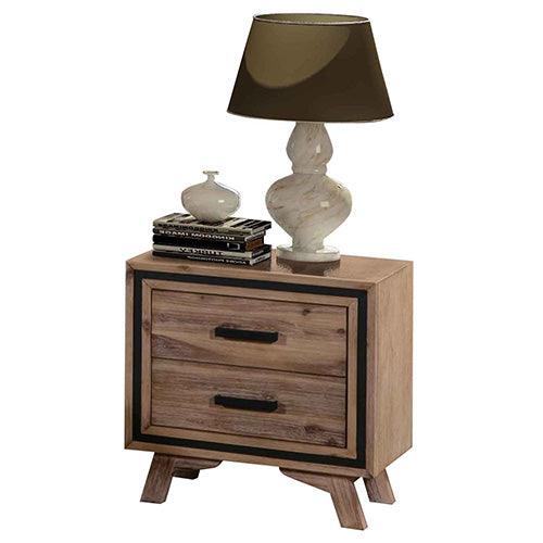 Buy Bedside Table 2 drawer Night Stand with Solid Acacia Storage in Sliver Brush Colour discounted | Products On Sale Australia