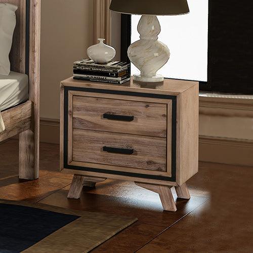 Buy Bedside Table 2 drawer Night Stand with Solid Acacia Storage in Sliver Brush Colour discounted | Products On Sale Australia