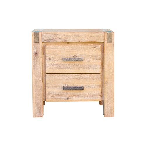 Buy Bedside Table 2 drawers Night Stand Solid Wood Acacia Oak Colour discounted | Products On Sale Australia