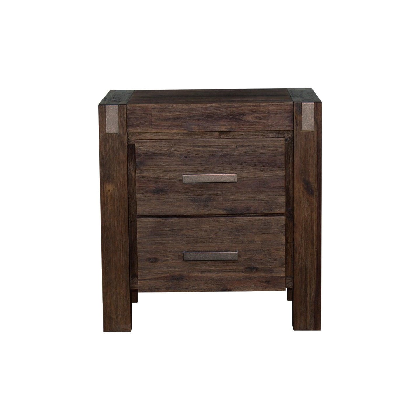 Buy Bedside Table 2 drawers Night Stand Solid Wood Acacia Storage in Chocolate Colour discounted | Products On Sale Australia